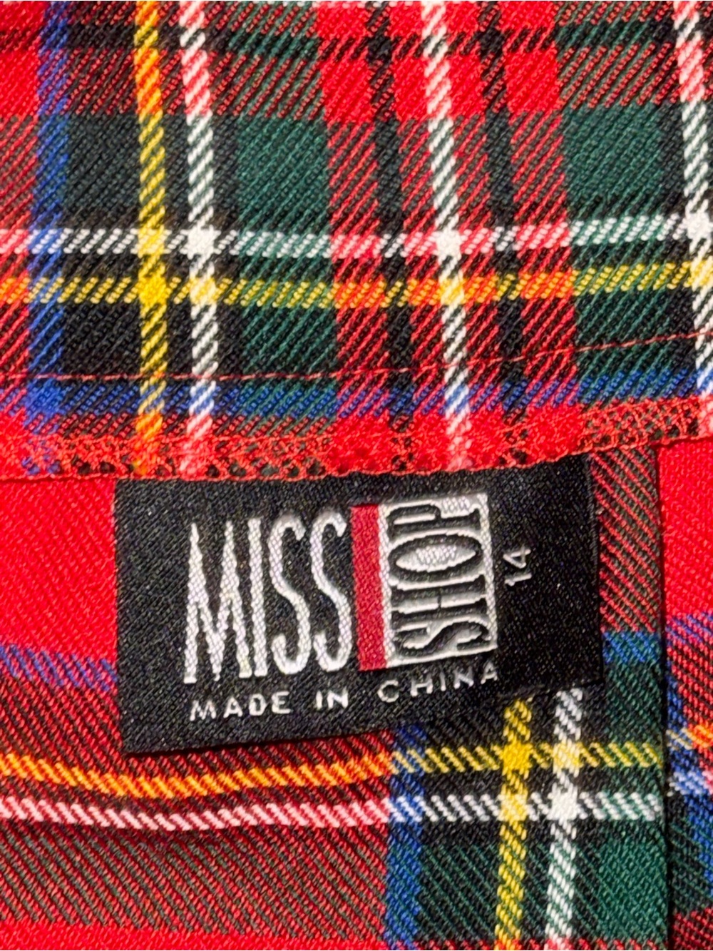 Vintage 90s MISS SHOP Red Royal Stewart Tartan Pleated Mini Skirt Sz 14 Y2K⁠ - Picture 2 of 8